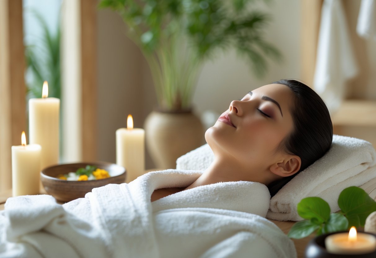 Kvinde der nyder et spaophold